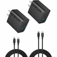 Anker 20W 2-Port USB Type-C and Type-A Black Wall Charger 2 Pack