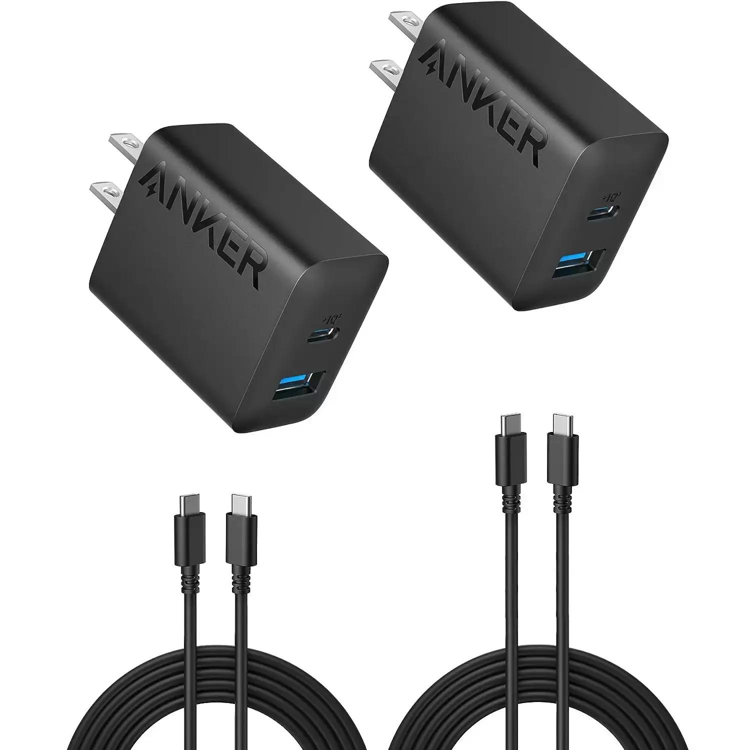 Anker 20W 2-Port USB Type-C and Type-A Black Wall Charger 2 Pack for $12.99