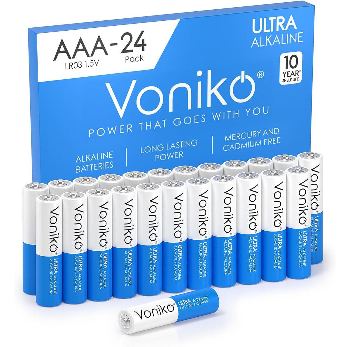 Voniko Premium Grade AAA Batteries 24 Pack for $6.45