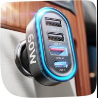 Lisen 60W 3-Port USB-A + USB-C PD QC 3.0 Car Charger