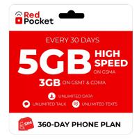 Red Pocket One Year 5GB Cell Phone Wireless Plan