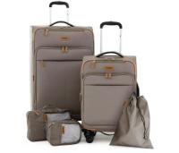 Wrangler 5-Piece Soft Side Spinner Travel Luggage Set