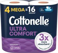 Cottonelle Toilet Paper Mega Rolls Ultra Comfort 4 Pack