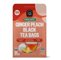 FGO Organic Black Tea Bags Ginger Peach 100 Pack