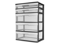 Sterilite Plastic 5 Drawer Wide Tower Shelf