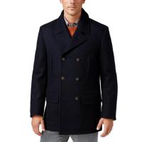 Michael Kors Classic Fit Double-Breasted Wool Blend Peacoat