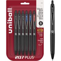 uniball 207 Plus + 0.7mm Medium Point Gel Pens 6 Pack