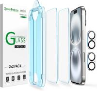 iPhone 16 16e 15 14 13 Tempered Glass Screen Protector 2-Pack