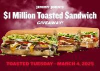 Free Jimmy Johns Toasted Sub Sandwich March 4th