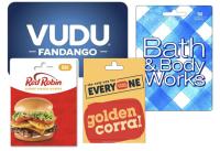 Vudu or Red Robin or Golden Corral Gift Cards