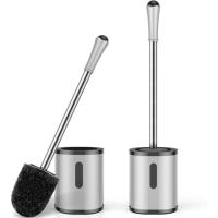 Stainless Steel Compact Toilet Brush and Holder 2 Pack