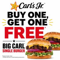 Carls Jr Big Carl Single Burger Buy One Get One