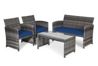 Costway Patio Rattan Furniture Table Sofa Set