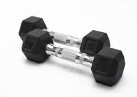 5-Lb Tru Grit Fitness Black Hex Rubber Pair Dumbbells