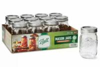 Ball Regular Mouth Glass Mason Jars with Lids 12 Pack