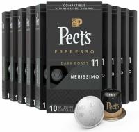 Peets Coffee Dark Roast Espresso Nespresso Pods 100 Count