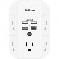 Mifaso 5-Outlet + 4 USB Wall Surge Protector Outlet Extender