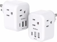 3-Outlet + 2 USB + 1 USB-C Wall Outlet Extender 2-Pack