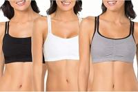 Fruit of the Loom Shirred Front Double Spaghetti Strap Sports Bra 3 Pack