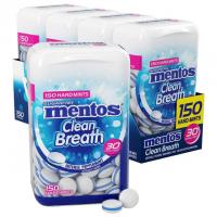 Mentos Clean Breath Sugarfree Hard Mints Peppermint 4 Pack