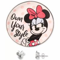 Disney Minnie Mouse Crystal Stud Earrings with Trinket Dish