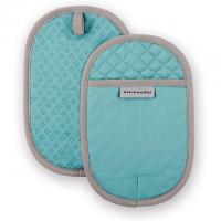 KitchenAid Asteroid Oval Pot Holder in Aqua 2 Pack