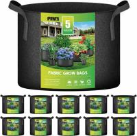 5-Gallon Nonwoven Garden Grow Bags with Strap Handles 10 Pack