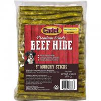 Dog Chew Cadet Munchy Beef Hide Sticks Chicken Flavor 100 Pack