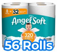 56 Angel Soft and Charmin Mega Toilet Paper Rolls