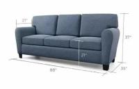 88in Brookside Abby Upholstered 3-Seater Rolled Arm Sofa