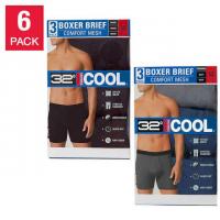 32 Degrees Mens Comfort Mesh Boxer Briefs 6 Pack