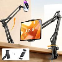 Carbon Adjustable Arm Tablet and Phone Desk Mount with Clamps