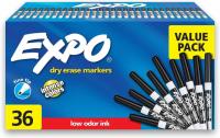 EXPO Low Odor Fine Tip Black Dry Erase Markers 36 Pack