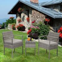 Unity 3-Piece Wicker Patio Conversation Set with Gray Cushions