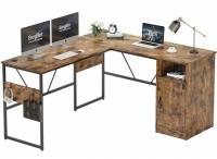 Bestier 95.2in L Shaped Computer Desk with Storage