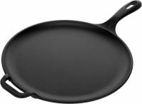 Victoria 12-Inch Cast Iron Comal Pizza Pan with a Long Handle