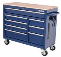 Husky 8-Drawer Blue Mobile Workbench Cabinet with Wood Top