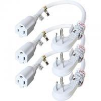 Firmerst 1875W Flat Plug 1Ft Extension Cord 3 Pack