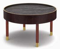 Margaux Japandi Modern Round Rotating Storage Tray Coffee Table