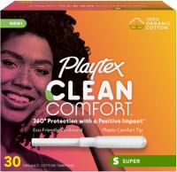 Playtex Clean Comfort Organic Cotton Tampons 30 Pack