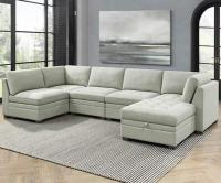 Thomasville Tisdale Boucle Modular Sectional with Storage Ottoman