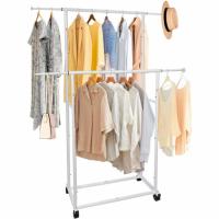 Fishat Simple Standard Double Rod Clothing Metal Garment Rack