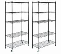 5-Tier Shelves Wire Unit Rack Large Space Storage Rolling 2 Pack