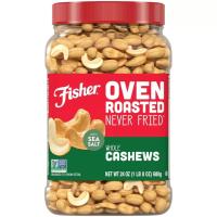 Fisher Snack Oven Roasted Never Fried Whole Cashews Nuts