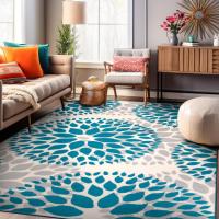 Rugshop Modern Floral Circles Design Non Shedding Area Rug