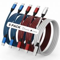USB-C to USB-C Nylon Braided Charging Cables 5 Pack