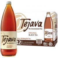 Tejava Unsweetened Black Iced Tea 1L Glass Bottles 12 Pack