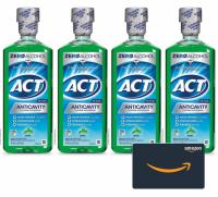 ACT Anticavity Zero Alcohol Fluoride Mouthwash 4 Pack with Credit