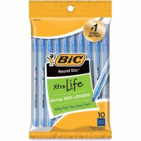 BIC Round Stic Xtra Life Medium Point Ball Pens 10 Pack