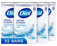 Dial Antibacterial Refresh and Renew White Bar Soaps 32 Pack